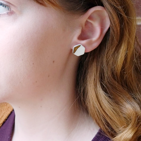 Geometric Earrings | Baby Hex Studs- October Forever