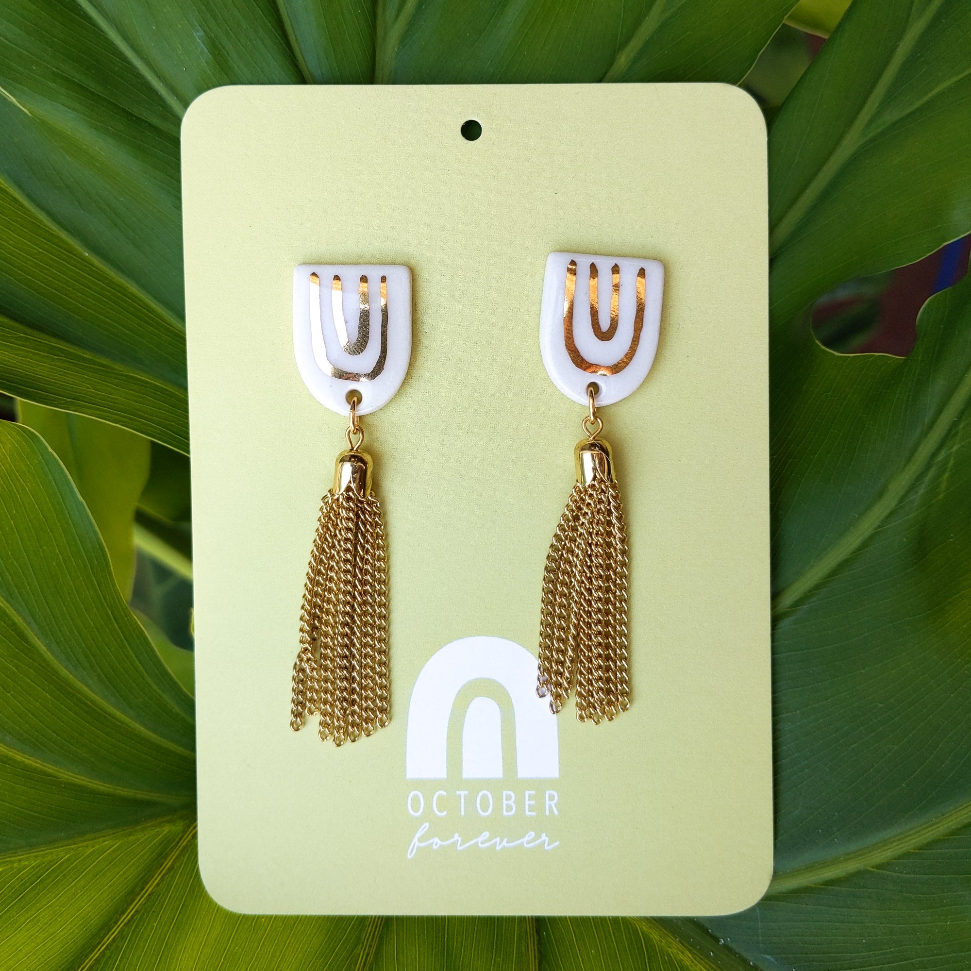 Rainbow Tassel Statement Studs - October Forever